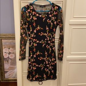 Black Floral Embroidered Dress